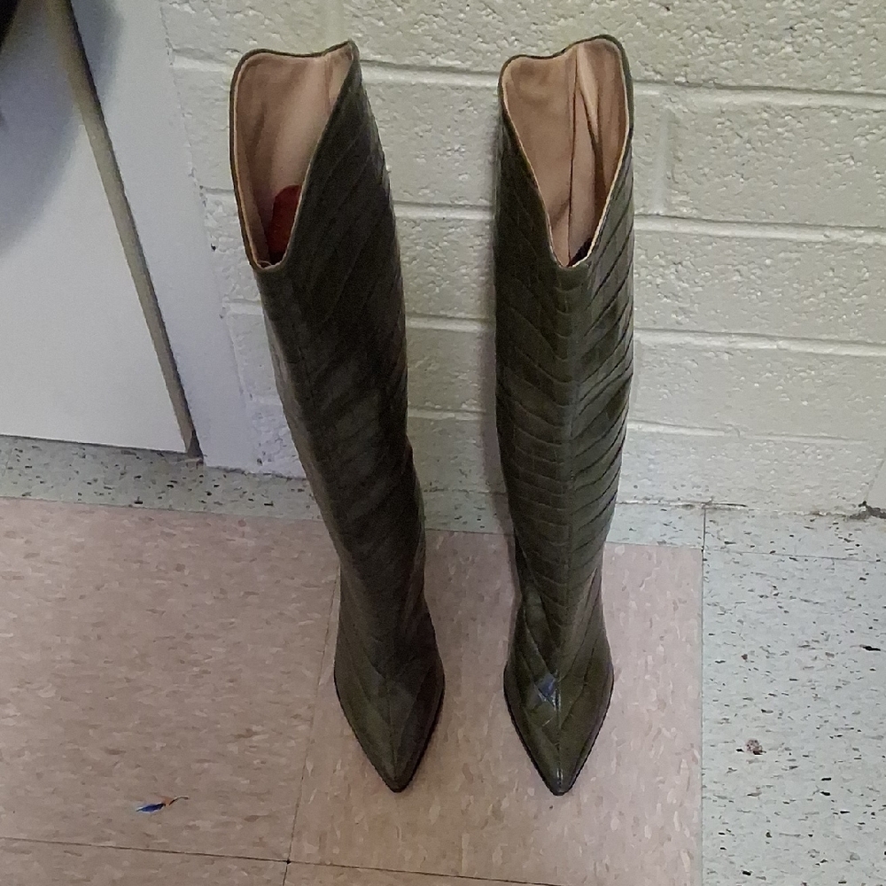 SCHUTZ Olive Green Over-the-Knee Pointed Toe Boots